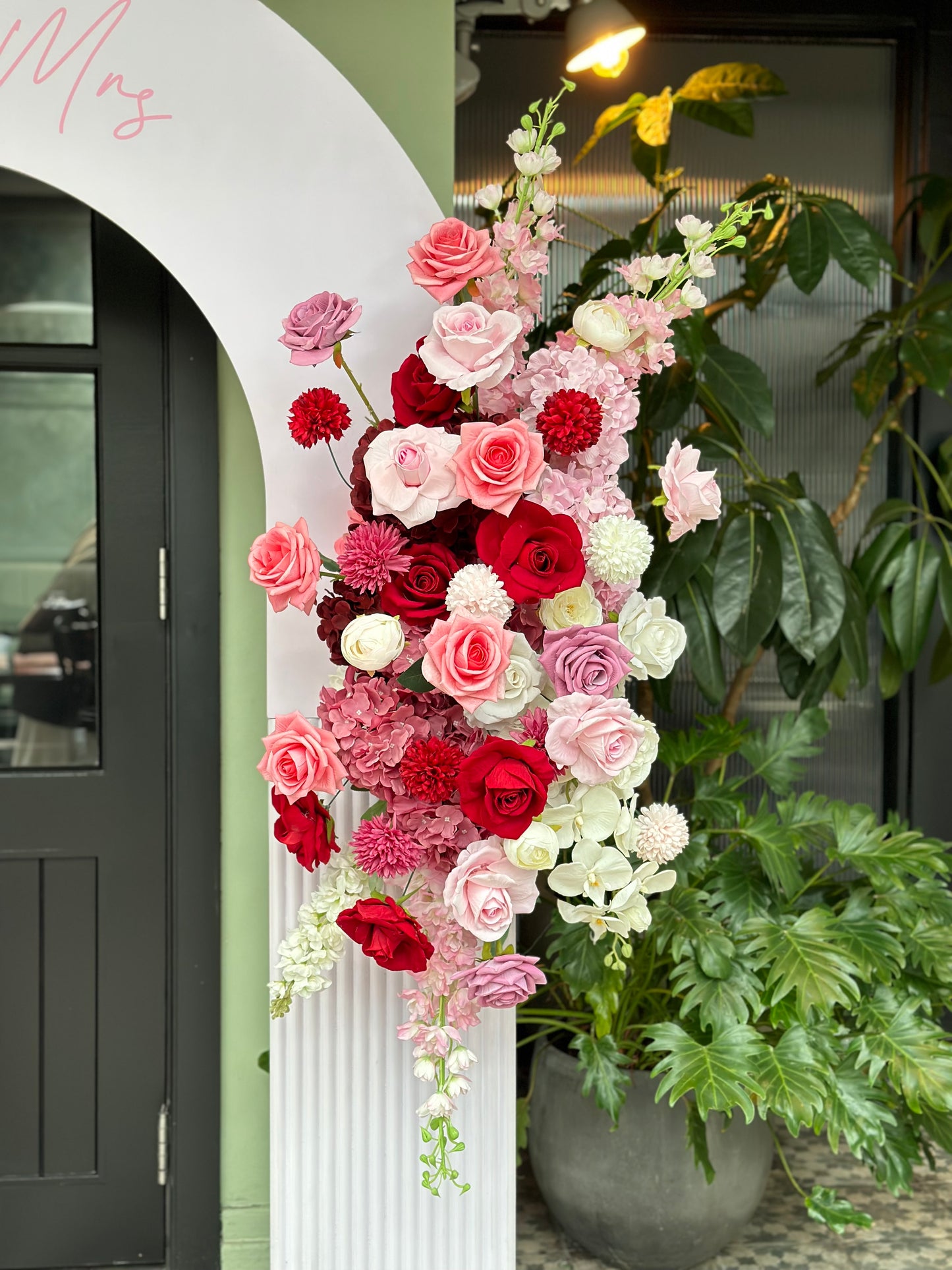 White, Pinks & Red Faux Flower (For Hire)