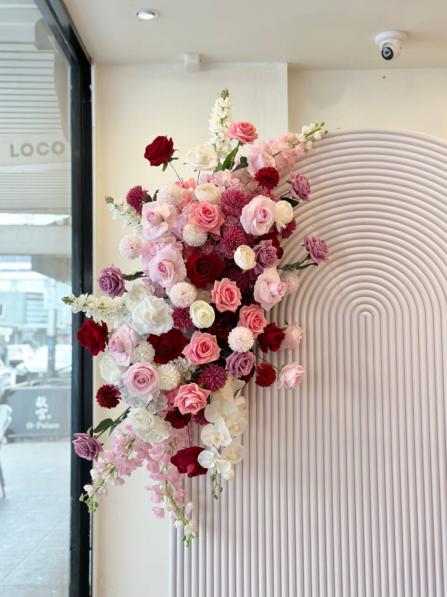 White, Pinks & Red Faux Flower (For Hire)