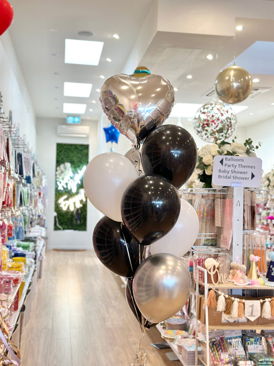 Black and White Heart Balloon Set