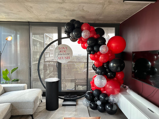 Red and Black Balloon Garland