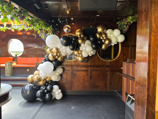 Black White & Gold Colour Balloon Garland