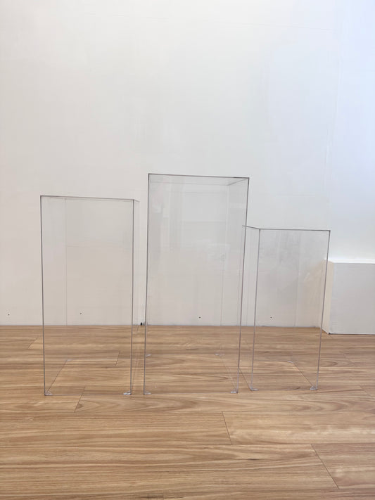 Clear Square Plinth Set (For Hire)